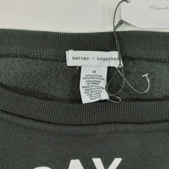 Better Together Sunday Club St. Tropez Cropped Sweatshirt Black Size M - Picture 3 of 10